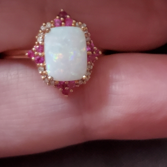 New & unworn 14K Opal Ruby Diamond Accent. Rose Gold - Size 7. - Picture 3 of 7